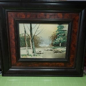 Black and Brown Winter Scene Painting